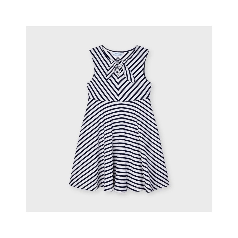 Size 2 Toddler Girls Mayoral Striped Navy and White Dress